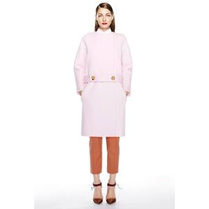 J. CREW COLLECTION B3050 WOOL TEXTURED DOUBLE BREASTED RETRO BLUSH PINK COAT